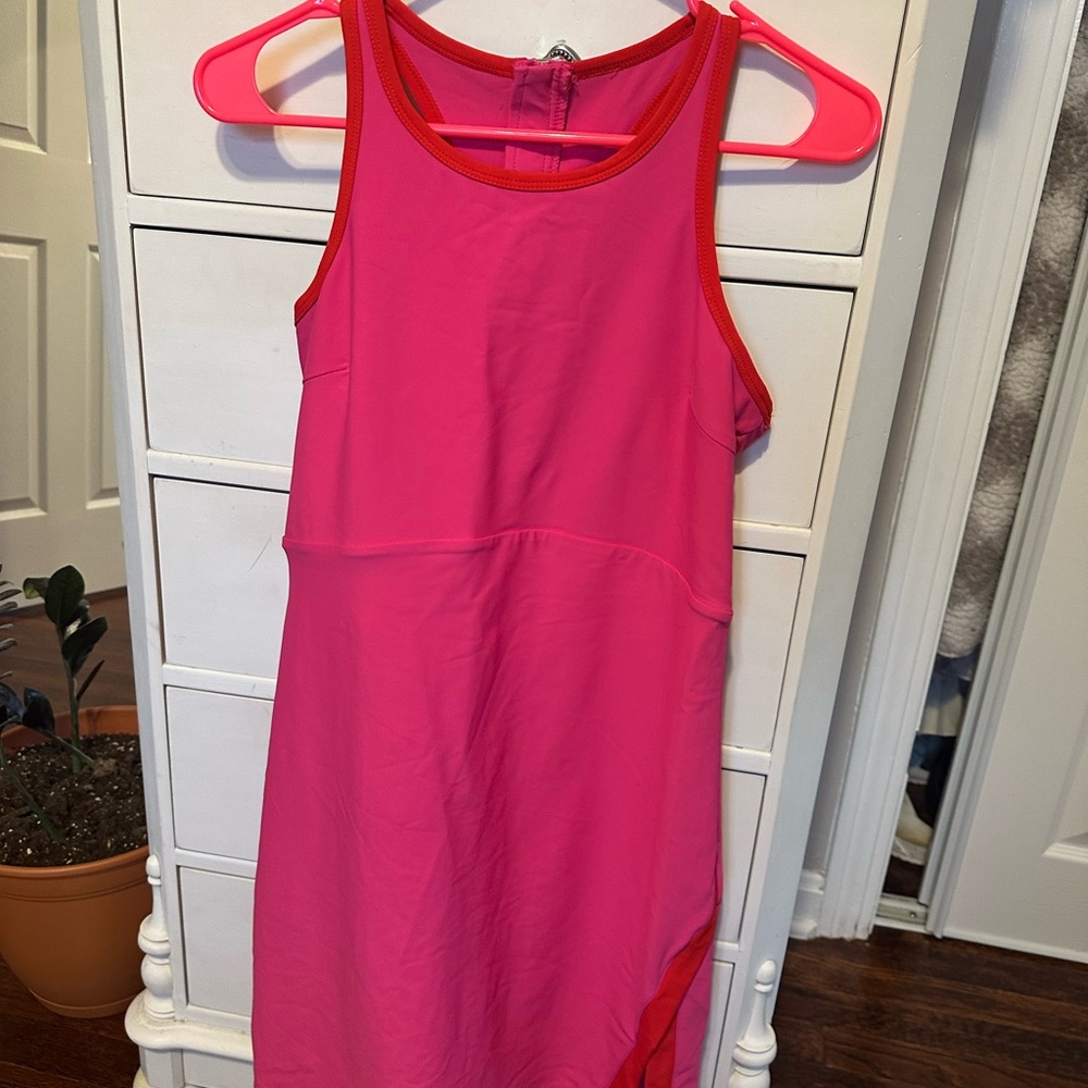 Pink and Red Sleeveless Dress